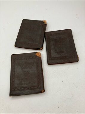 Set of 4 Small Brown Pocket Bibles - from the little leather library corporation